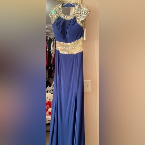 Envious Couture Prom Blue Rhinestones, Crystals, Pageant - Picture 5 of 6